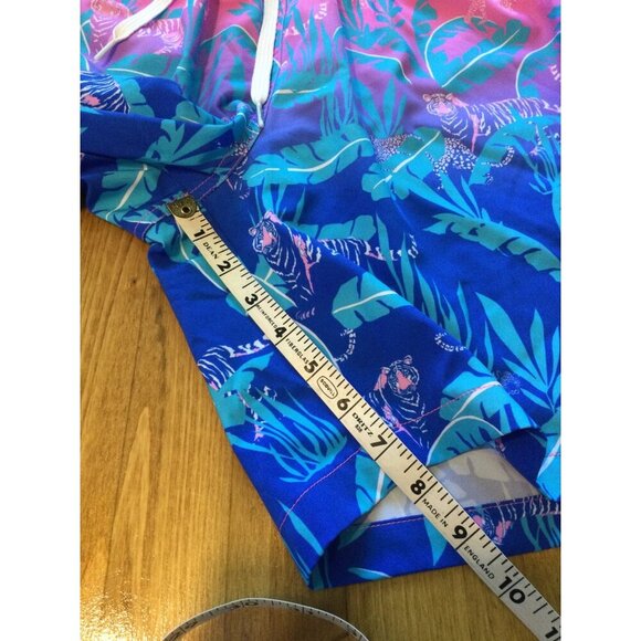 Chubbies Mens Swim Trunks Shorts Size L Jungle Tiger Print Pink Blue Mesh Liner - Picture 9 of 9